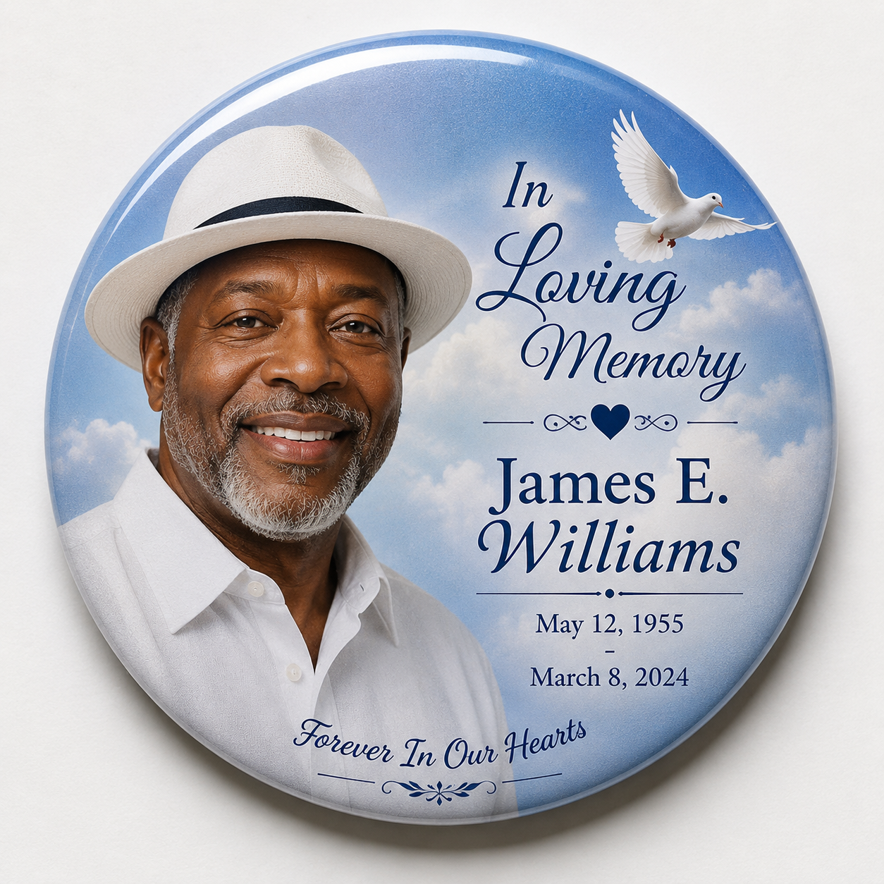 Custom Funeral Buttons with Photo | Memorial Keepsake Pins