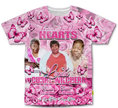 All Over Memorial T-Shirt with Photo | Full Celebration of Life Shirt – Houston Same Day